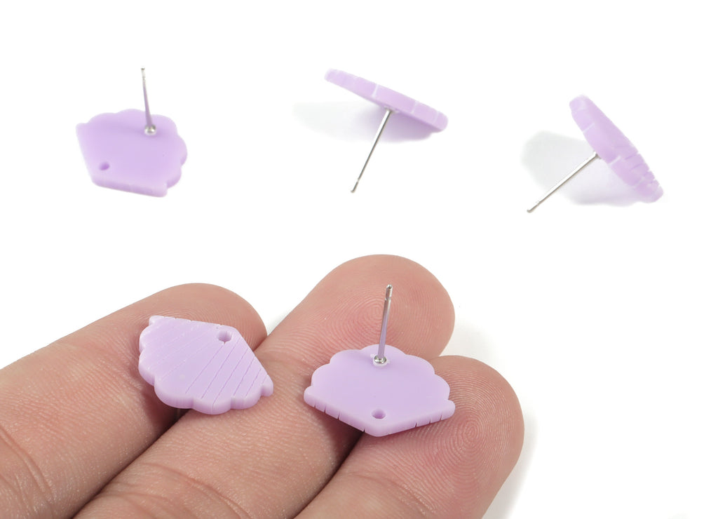 Acrylic Mini Shell Earring Stud - Matte Sheall Post - Earring Post - Jewelry Supplies - Color Code:A468 - 17.03x13.77x2.29mm - AC1898C - DOMEDBAZAAR