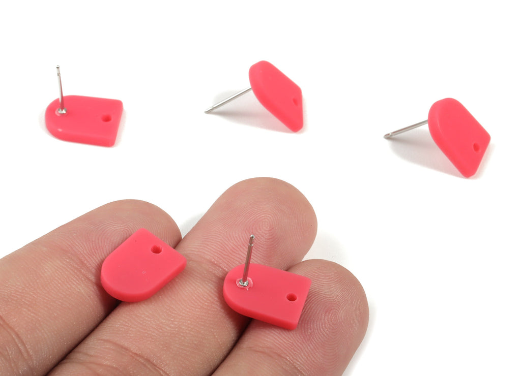 Acrylic Mini D Earring Stud - Matte Semi Circle Earring Post - Jewelry Supplies - Color Code:A477 - 12.66x9.44x2.23mm - AC1882A - DOMEDBAZAAR