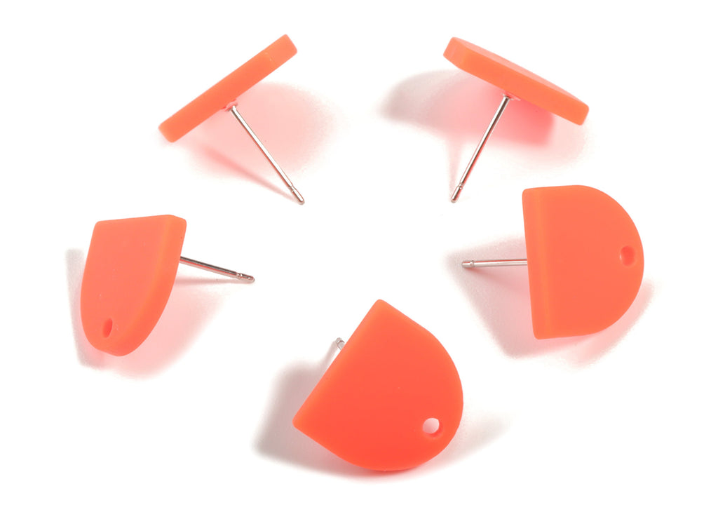 Acrylic Mini D Earring Stud - Matte Semi Circle Earring Post - Jewelry Supplies - Color Code:A466 - 13.73x12.7x2.3mm - AC1889B - DOMEDBAZAAR