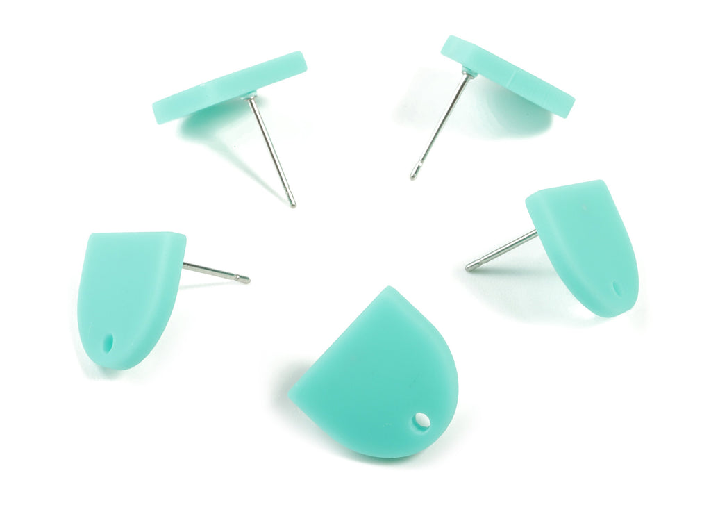 Acrylic Mini D Earring Stud - Matte Semi Circle Earring Post - Jewelry Supplies - Color Code:A467 - 13.73x12.7x2.3mm - AC1889C - DOMEDBAZAAR