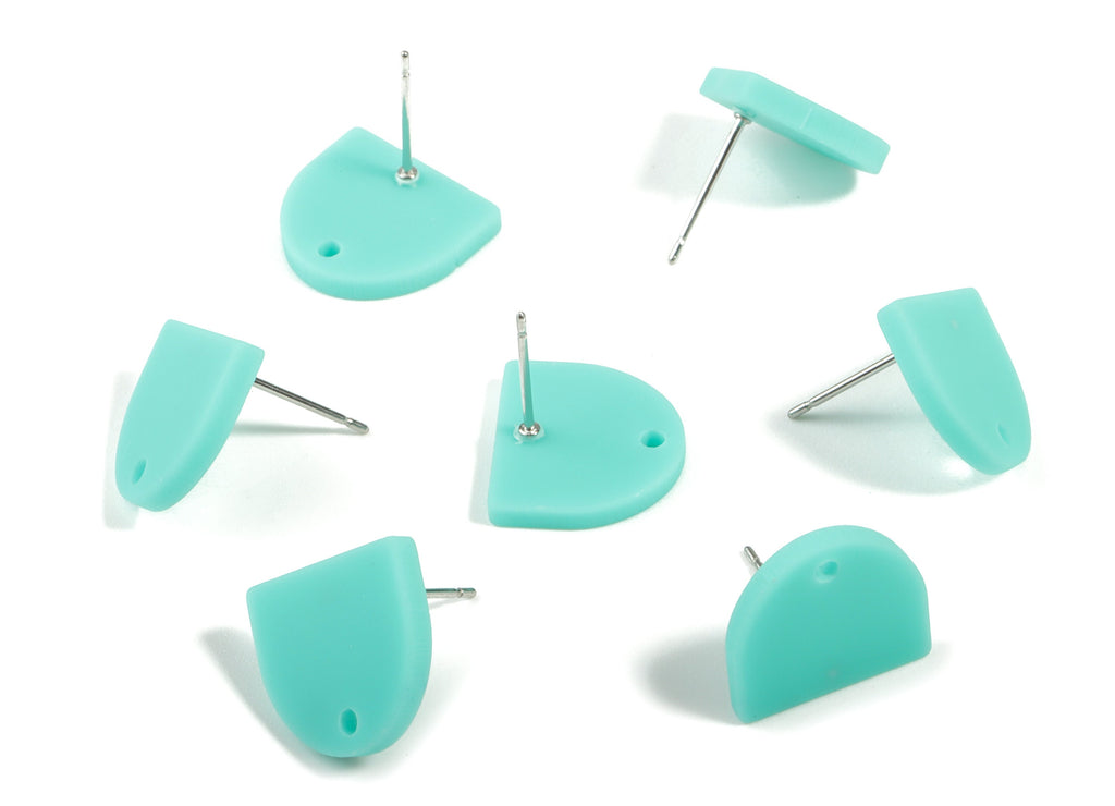 Acrylic Mini D Earring Stud - Matte Semi Circle Earring Post - Jewelry Supplies - Color Code:A467 - 13.73x12.7x2.3mm - AC1889C - DOMEDBAZAAR