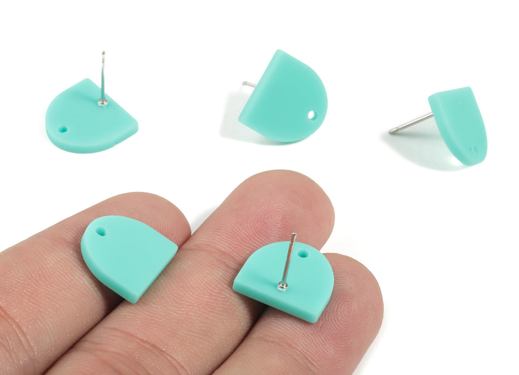 Acrylic Mini D Earring Stud - Matte Semi Circle Earring Post - Jewelry Supplies - Color Code:A467 - 13.73x12.7x2.3mm - AC1889C - DOMEDBAZAAR