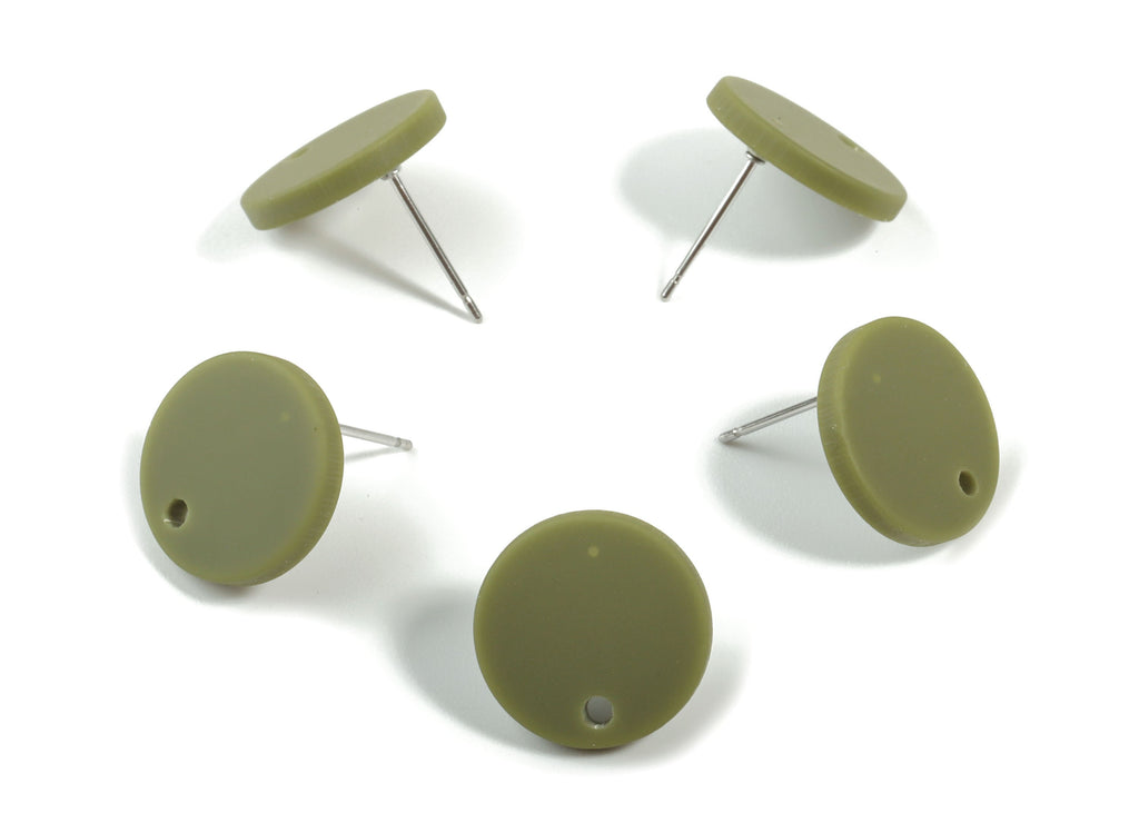 Acrylic Mini Round Earring Stud - Matte Circle Earring Post - Jewellery Supplies - Color Code:A476 - 14.64x14.64x2.17mm - AC1888C - DOMEDBAZAAR