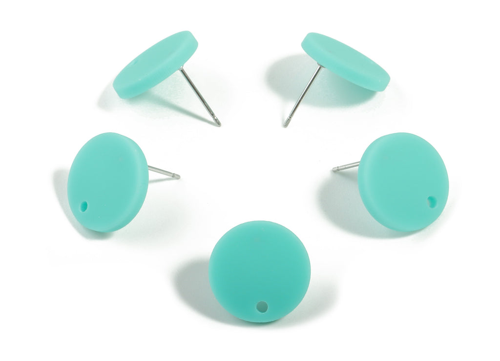 Acrylic Mini Round Earring Stud - Matte Circle Earring Post - Jewelry Supplies - Color Code:A467 - 14.64x14.64x2.17mm - AC1888E - DOMEDBAZAAR