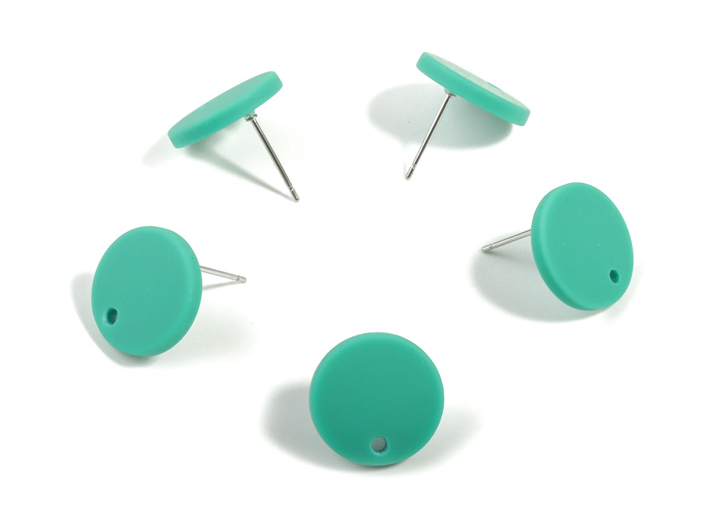 Acrylic Mini Round Earring Stud - Matte Circle Earring Post - Jewellery Supplies - Color Code:A478 - 14.64x14.64x2.17mm - AC1888F - DOMEDBAZAAR