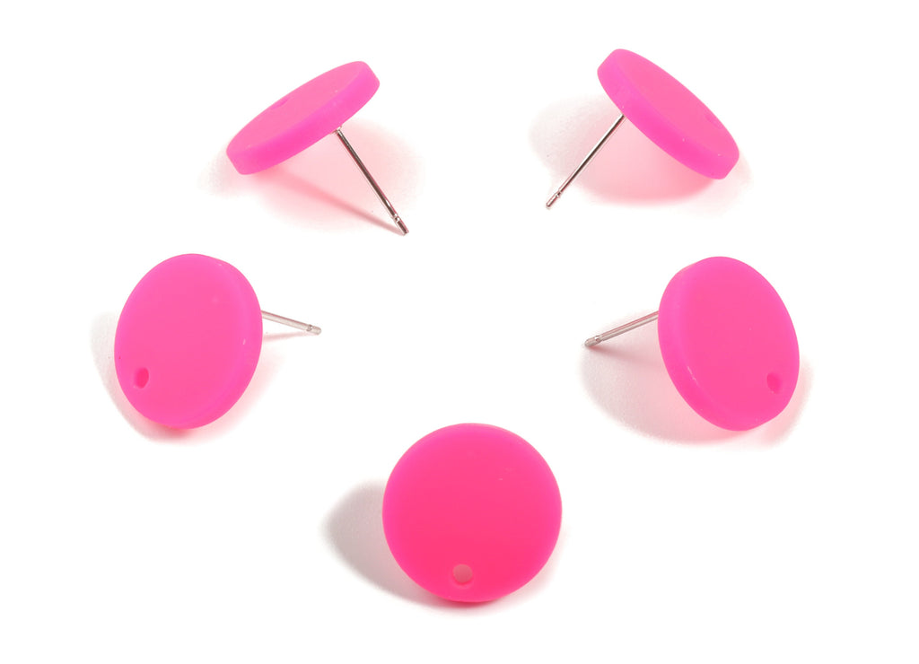 Acrylic Mini Round Earring Stud - Matte Circle Earring Post - Jewelry Supplies - Color Code:A472 - 14.64x14.64x2.17mm - AC1888H - DOMEDBAZAAR