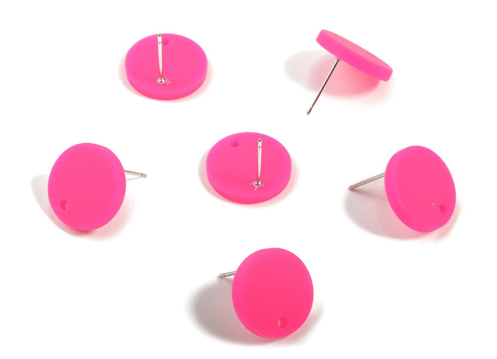 Acrylic Mini Round Earring Stud - Matte Circle Earring Post - Jewelry Supplies - Color Code:A472 - 14.64x14.64x2.17mm - AC1888H - DOMEDBAZAAR