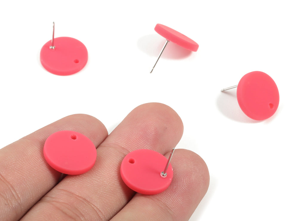 Acrylic Mini Round Earring Stud - Matte Circle Earring Post - Jewellery Supplies - Color Code:A477 - 14.64x14.64x2.17mm - AC1888D - DOMEDBAZAAR