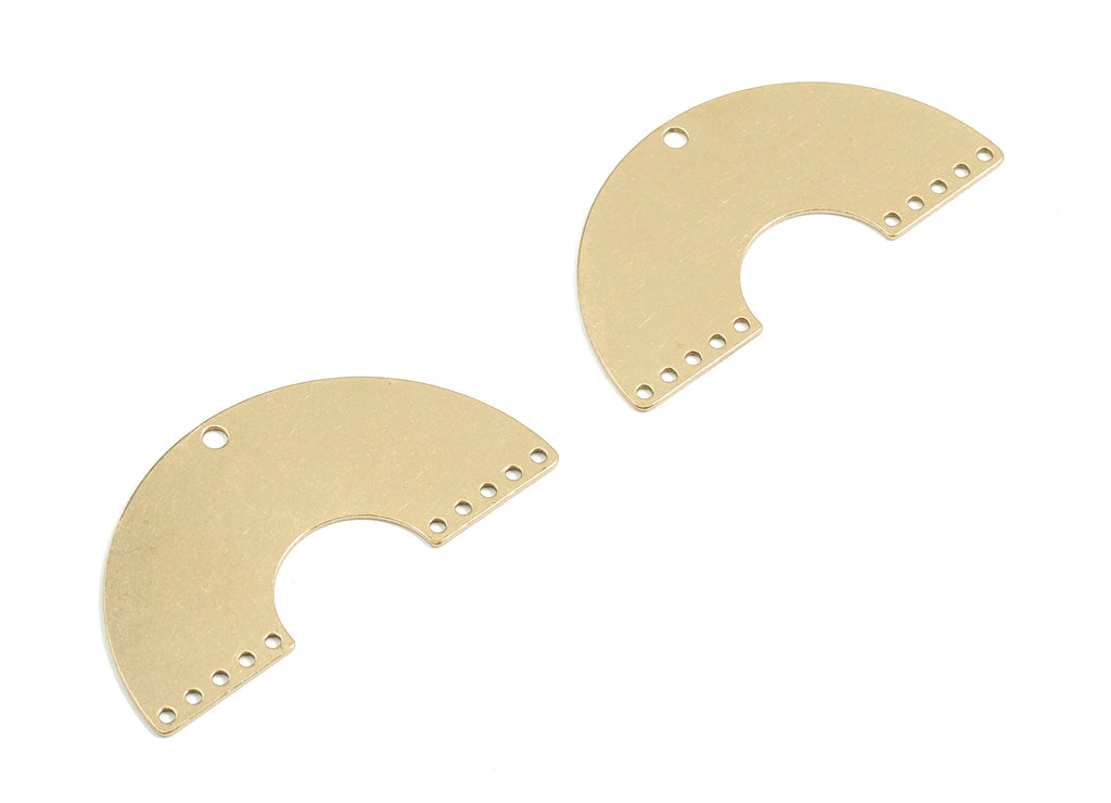 Personalized stamping blank - Brass Fan Connector - Raw Brass Semi Circle Earring Charm - 11 Hole   - 41x21x0.61mm - PPM1817 - DOMEDBAZAAR