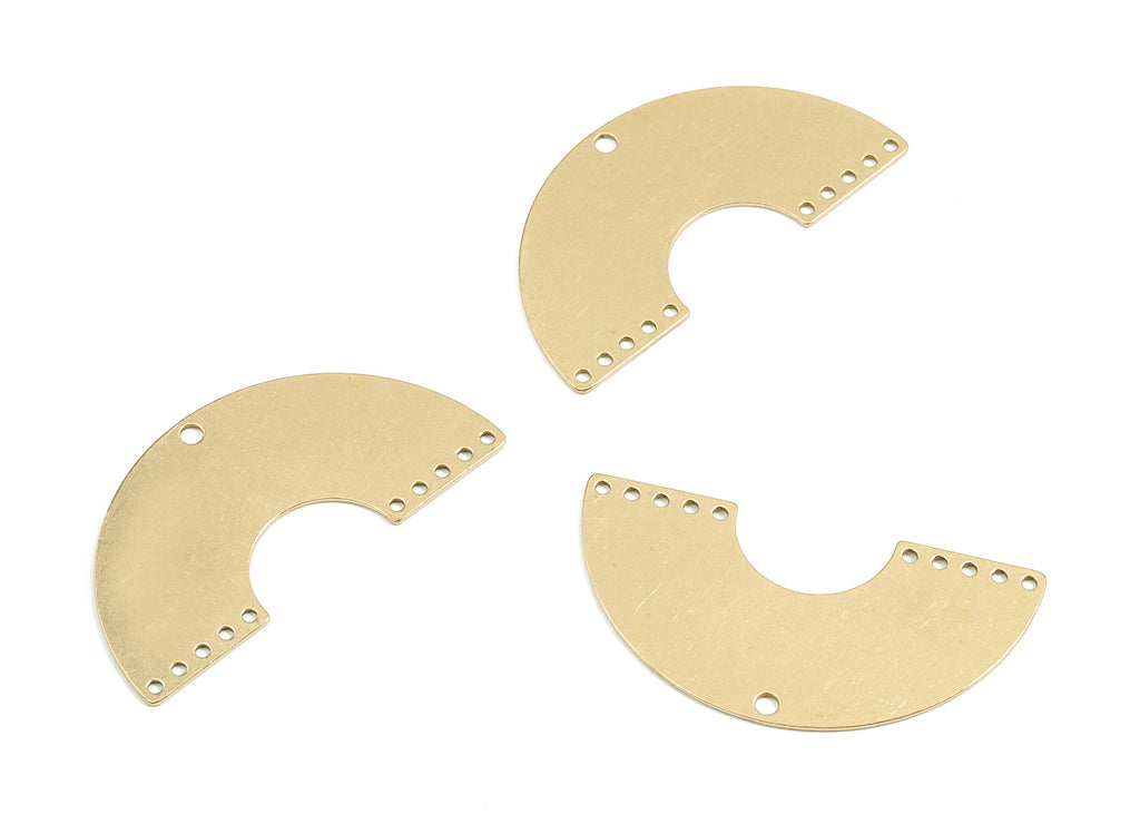 Personalized stamping blank - Brass Fan Connector - Raw Brass Semi Circle Earring Charm - 11 Hole   - 41x21x0.61mm - PPM1817 - DOMEDBAZAAR