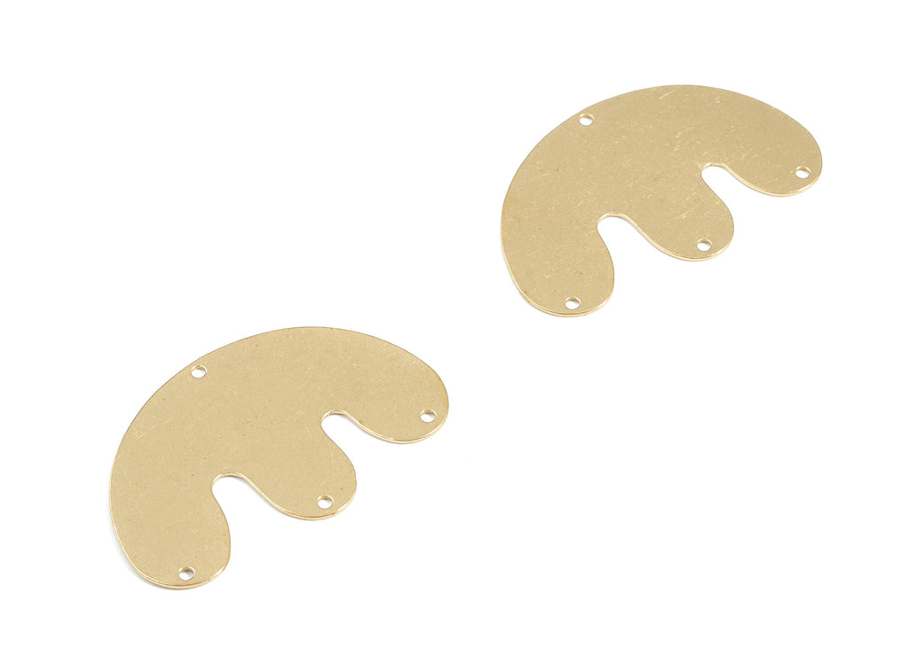 Personalized stamping blank - Brass E Connector - Raw Brass Geometric Earring Charm - 4 Hole - Earrings Finding - 40x24x0.61mm - PPM1822 - DOMEDBAZAAR