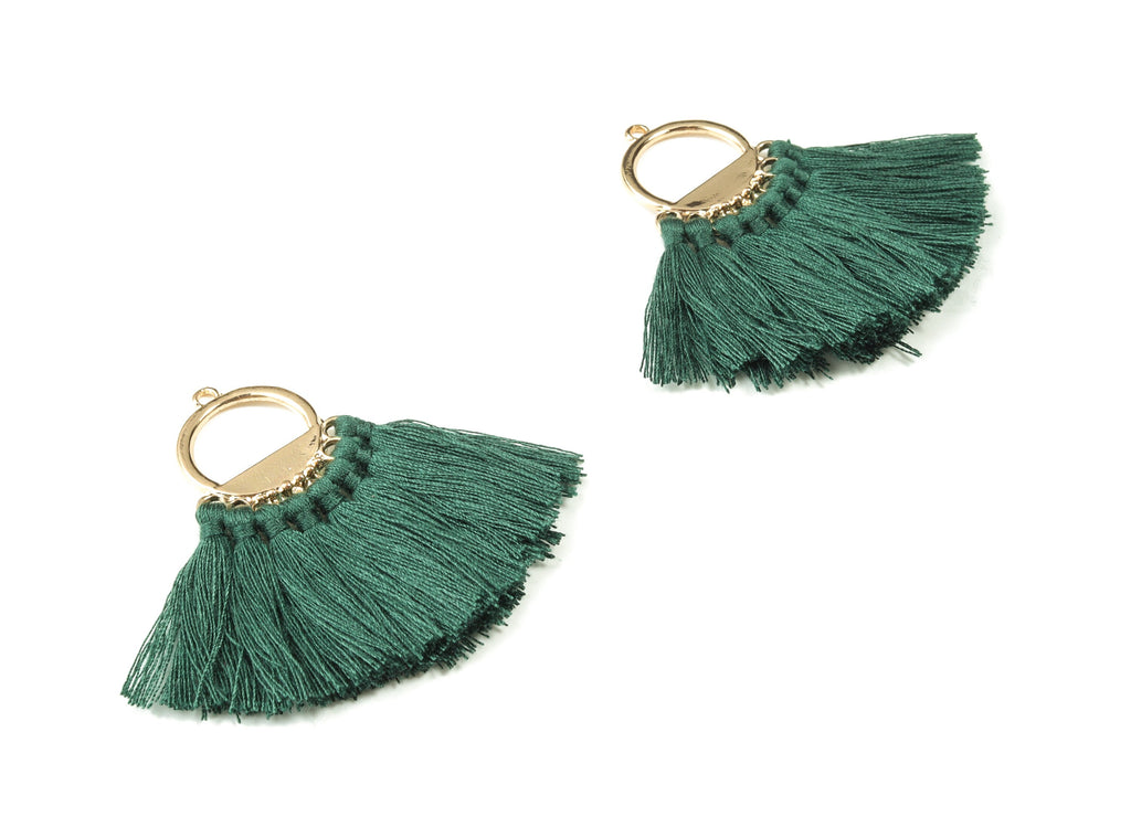 Tassel Earring Charms With Ring -  Fan Tassel Earrings - Alloy Ring Earrings - Tassel Findings -  Boho Charms - 51.23x23.05x2.98mm - TS1151A - DOMEDBAZAAR