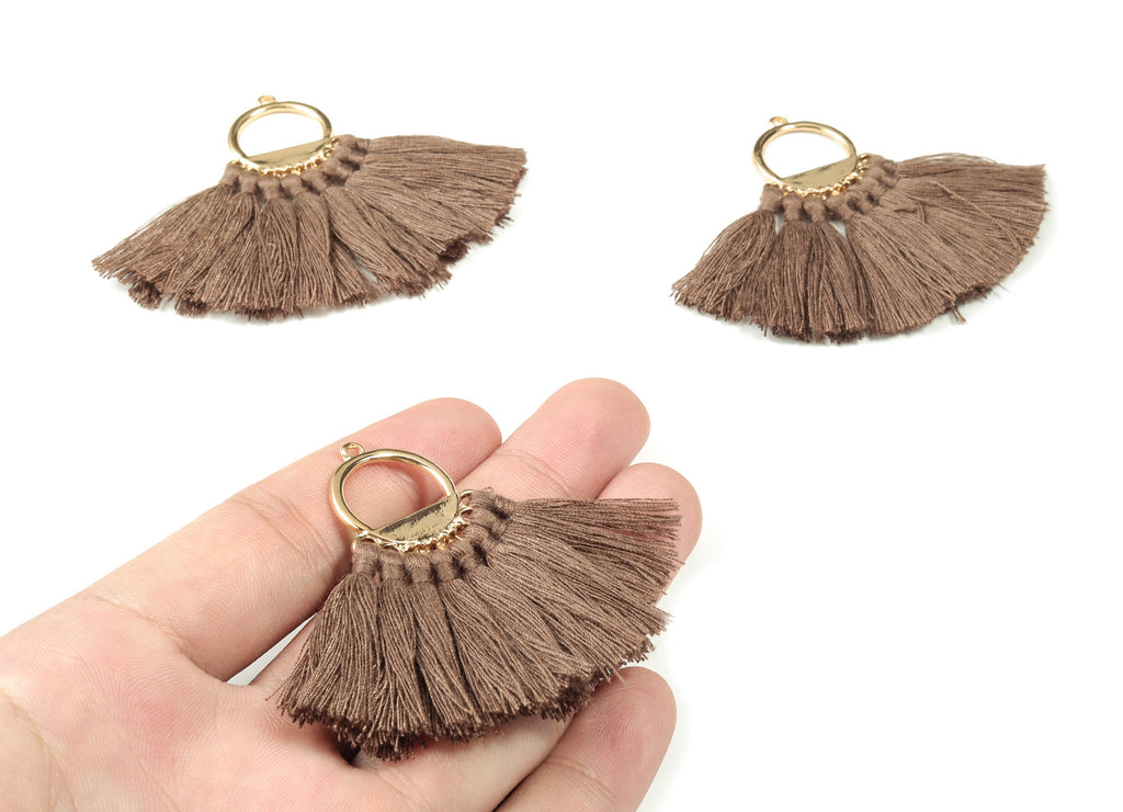 Tassel Earring Charms With Ring -  Fan Tassel Earrings - Alloy Ring Earrings - Tassel Findings -  Boho Charms - 51.23x23.05x2.98mm - TS1151F - DOMEDBAZAAR