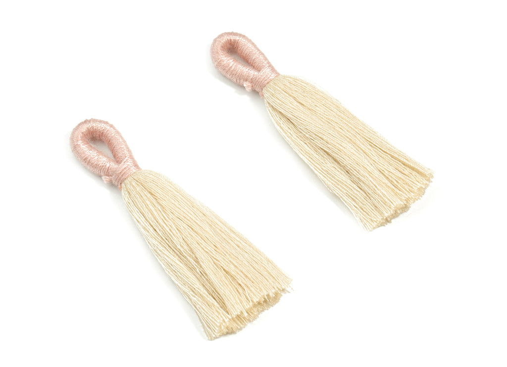Cotton Tassels With Loop Earrings - Cotton Tassels Earring Charms - Rose Pink Boho Earrings - Jewelry Supplies - 60.28x10.8x4.95mm - TS1147C - DOMEDBAZAAR