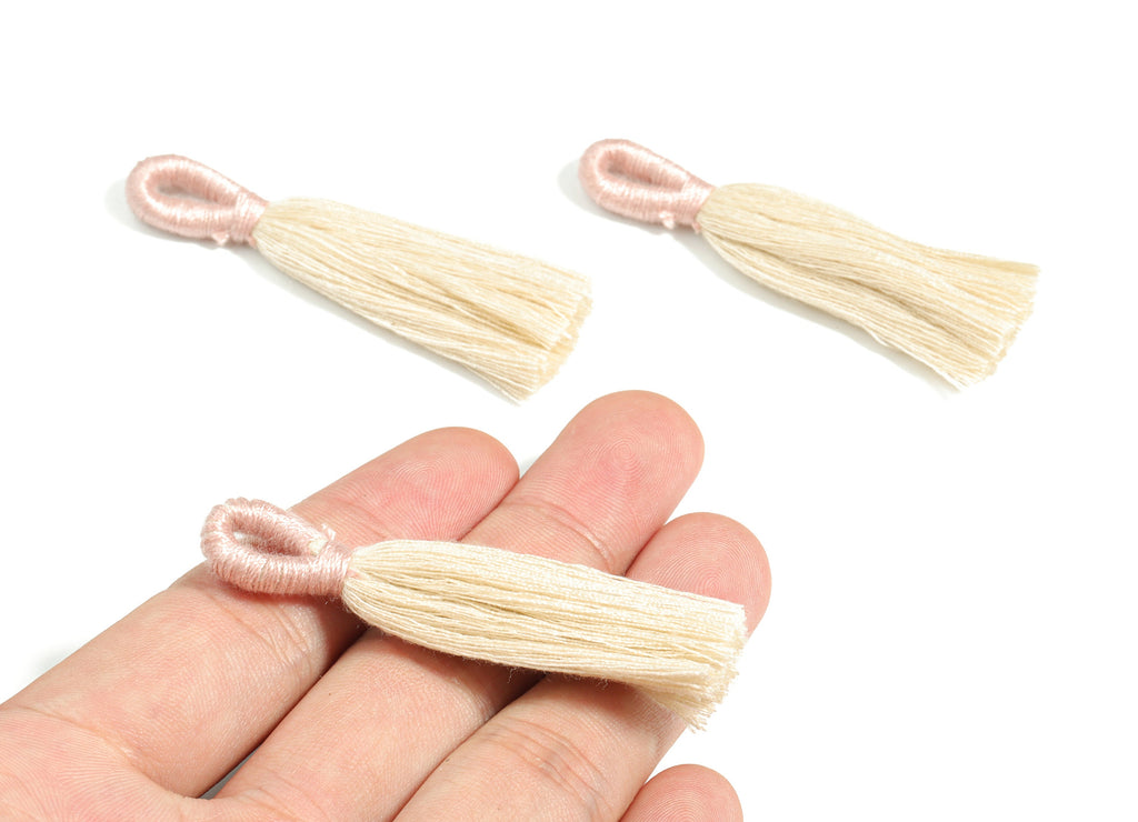 Cotton Tassels With Loop Earrings - Cotton Tassels Earring Charms - Rose Pink Boho Earrings - Jewelry Supplies - 60.28x10.8x4.95mm - TS1147C - DOMEDBAZAAR