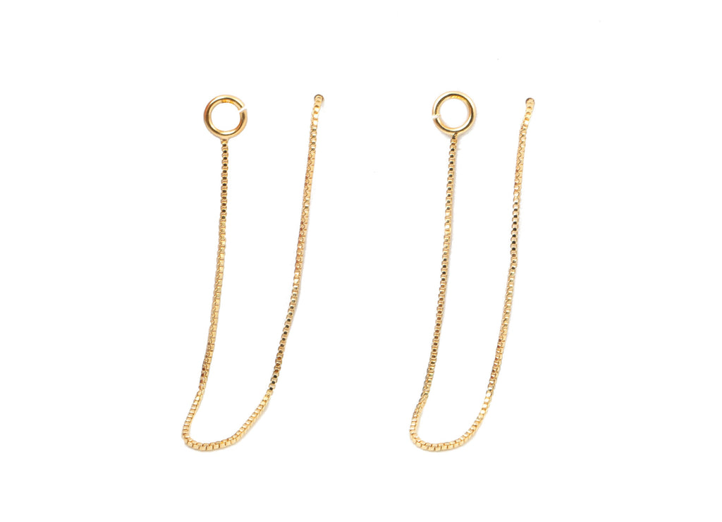 Brass Chain Tassel Earring Stud - Gold Chain Earring Post - 18K Real Gold Plated Brass - Jewelry Supplies - 86.17x4.03x0.91mm - RGP2640 - DOMEDBAZAAR