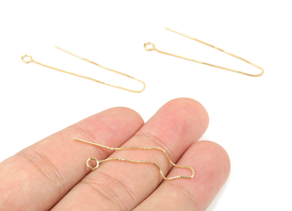 Brass Chain Tassel Earring Stud - Gold Chain Earring Post - 18K Real Gold Plated Brass - Jewelry Supplies - 86.17x4.03x0.91mm - RGP2640 - DOMEDBAZAAR