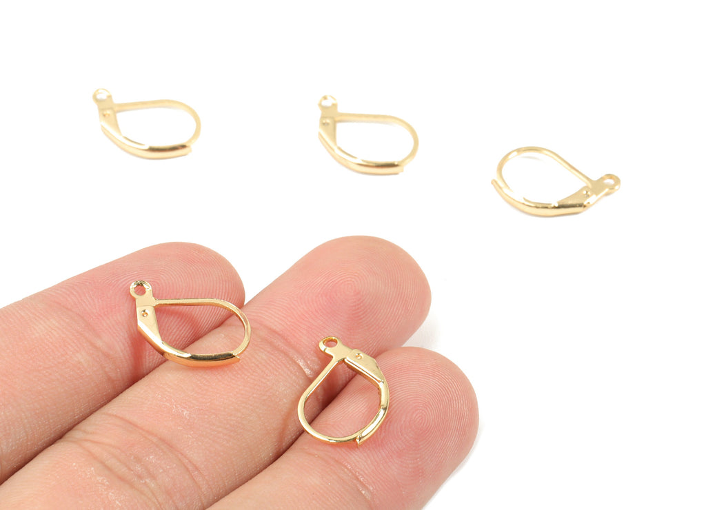 Brass Plain Leverback - Gold Leverback Earring Clasp - 18K Real Gold Plated Brass - Jewelry Supplies - 16.6x10.22x1.8mm - RGP2641 - DOMEDBAZAAR