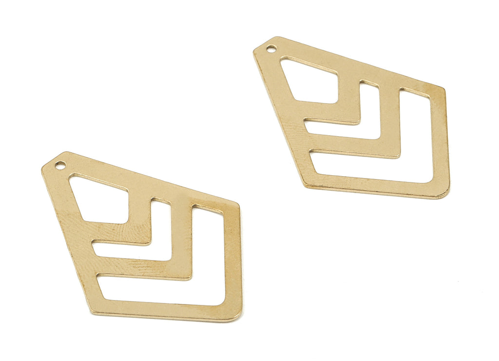 Brass Diamond Earring Charms - Raw Brass Diamond Geometric Pendant - Earrings Finding - Jewelry Supplies - 39.78x28.5x0.83mm - PPM1926 - DOMEDBAZAAR