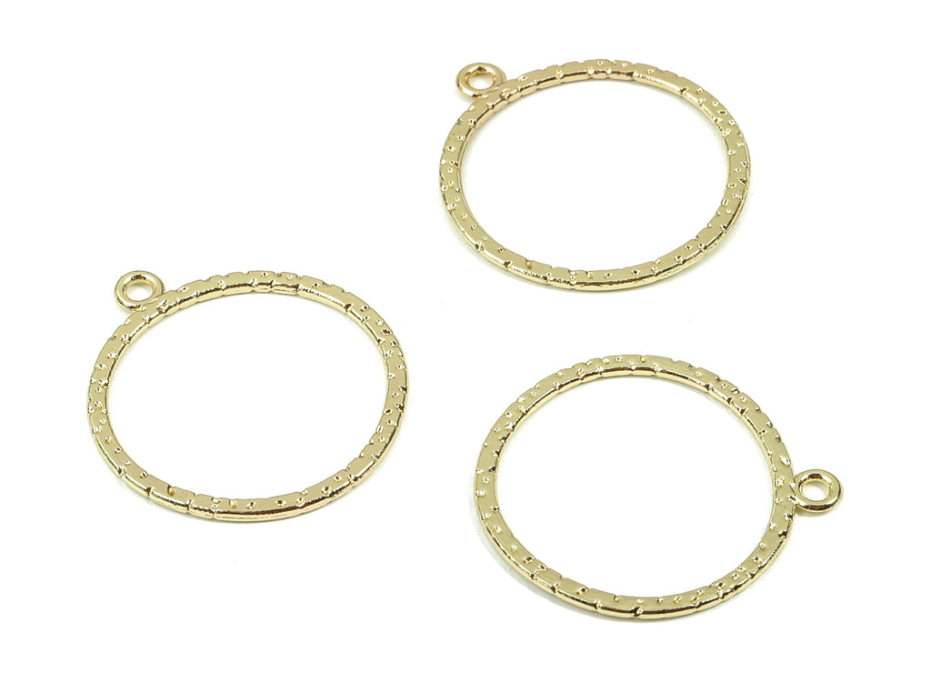 Alloy Circle Earring Charms - KC Gold Round Pendant - KC Gold Plating - Earring Findings - Jewelry Supplies - 30.72x27.78x1.4mm - ZZ1696 - DOMEDBAZAAR