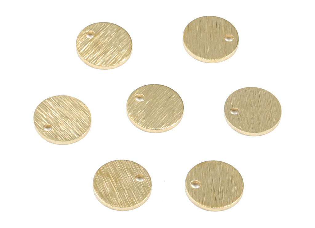 Brass Textured Mini Round Earring Charms - Raw Brass Mini Circle Pendant - Earring Findings - Jewelry Supplies - 8.02x8.02x0.86mm - PP3559 - DOMEDBAZAAR