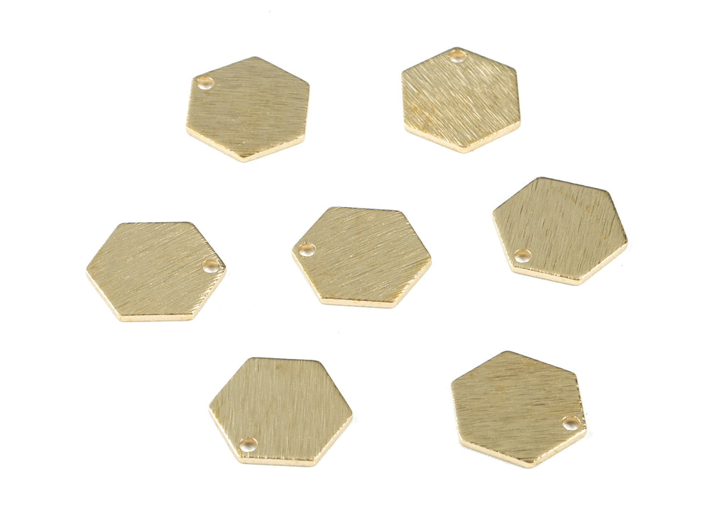 Brass Textured Hexagon Earring Charms - Raw Brass Hexagon Pendant - Earring Findings - Jewelry Supplies - 8.02x8.02x0.86mm - PP3557 - DOMEDBAZAAR