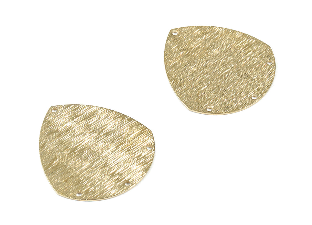 Brass Drop Earring Connector - Raw Brass Textured Teardrop Earings - Brass 4 Hole Connector - Jewelry Supplies - 35.52x32.96x0.98mm - PP3552 - DOMEDBAZAAR