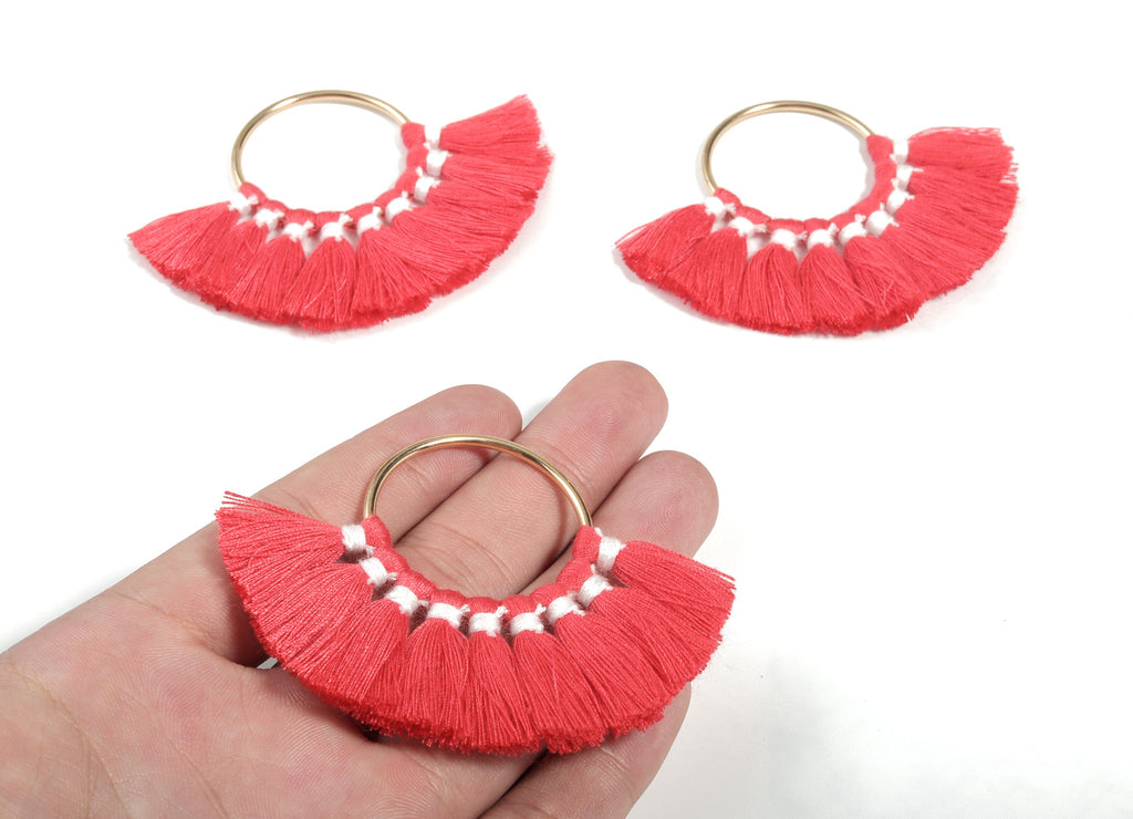 Fan Tassel Earring Charms With Ring - Tassel Earring Pendant - Fan Ring Earrings - Earring Accessories - 55.63x35.45x3.17mm - TS1150A - DOMEDBAZAAR