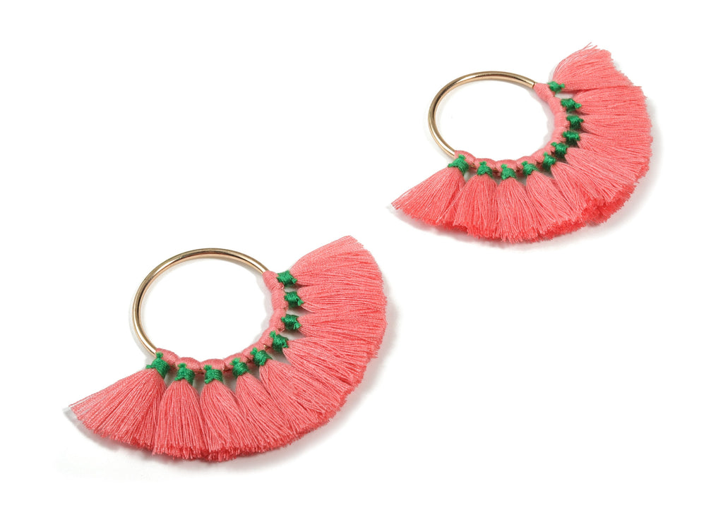 Fan Tassel Earring Charms With Ring - Tassel Earring Pendant - Fan Ring Earrings - Earring Accessories - 55.63x35.45x3.17mm - TS1150B - DOMEDBAZAAR