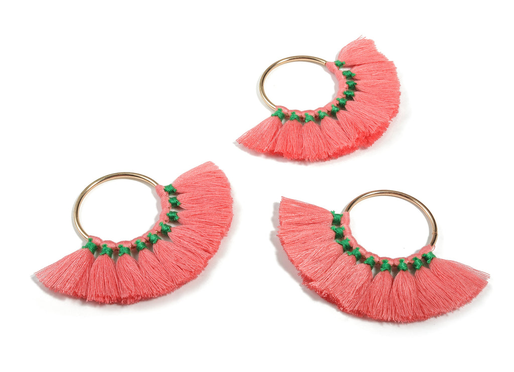 Fan Tassel Earring Charms With Ring - Tassel Earring Pendant - Fan Ring Earrings - Earring Accessories - 55.63x35.45x3.17mm - TS1150B - DOMEDBAZAAR