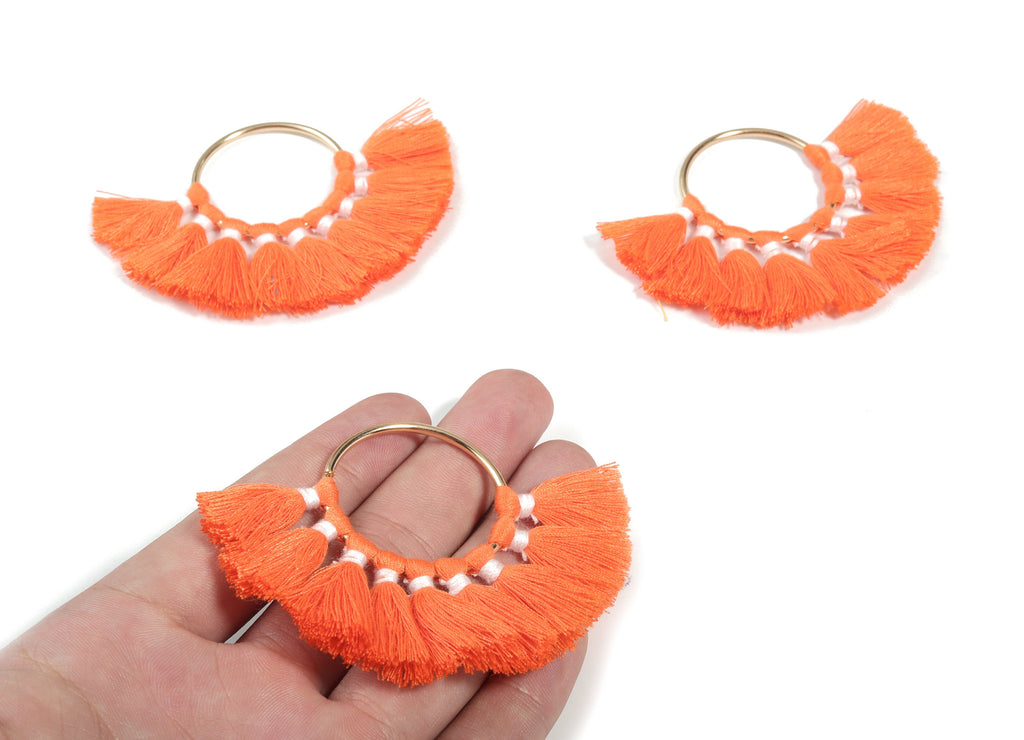 Fan Tassel Earring Charms With Ring - Tassel Earring Pendant - Fan Ring Earrings - Earring Accessories - 55.63x35.45x3.17mm - TS1150H - DOMEDBAZAAR