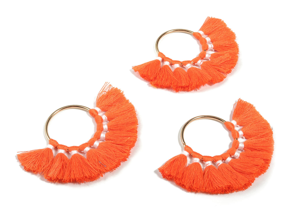 Fan Tassel Earring Charms With Ring - Tassel Earring Pendant - Fan Ring Earrings - Earring Accessories - 55.63x35.45x3.17mm - TS1150H - DOMEDBAZAAR
