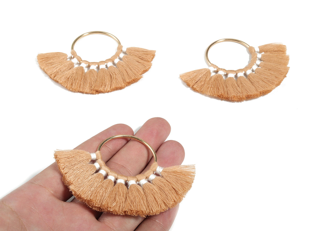 Fan Tassel Earring Charms With Ring - Tassel Earring Pendant - Fan Ring Earrings - Earring Accessories - 55.63x35.45x3.17mm - TS1150L - DOMEDBAZAAR
