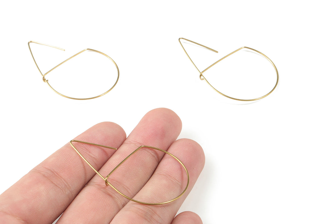 Brass Wire Ear Hook - Raw Brass Geometric Earring Wires - Perfect For VINYL Heishi Beads Clay Disc - Jewelry Supplies - 50x31x0.7mm - PP3566 - DOMEDBAZAAR