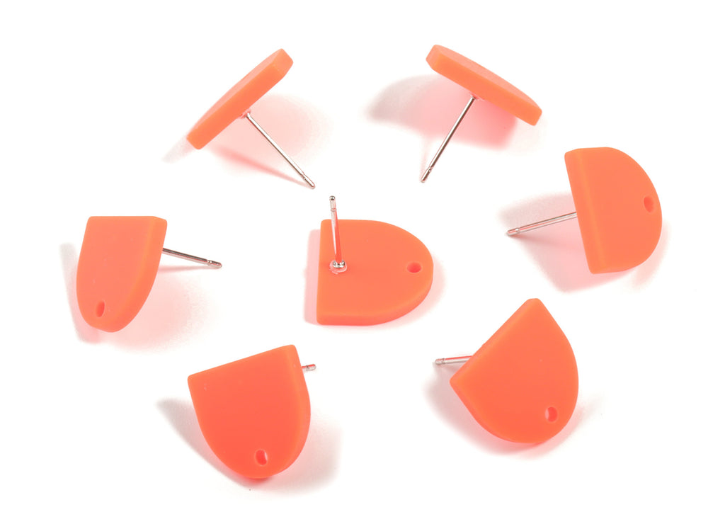 Acrylic Mini D Earring Stud - Matte Semi Circle Earring Post - Jewelry Supplies - Color Code:A466 - 13.73x12.7x2.3mm - AC1889B - DOMEDBAZAAR
