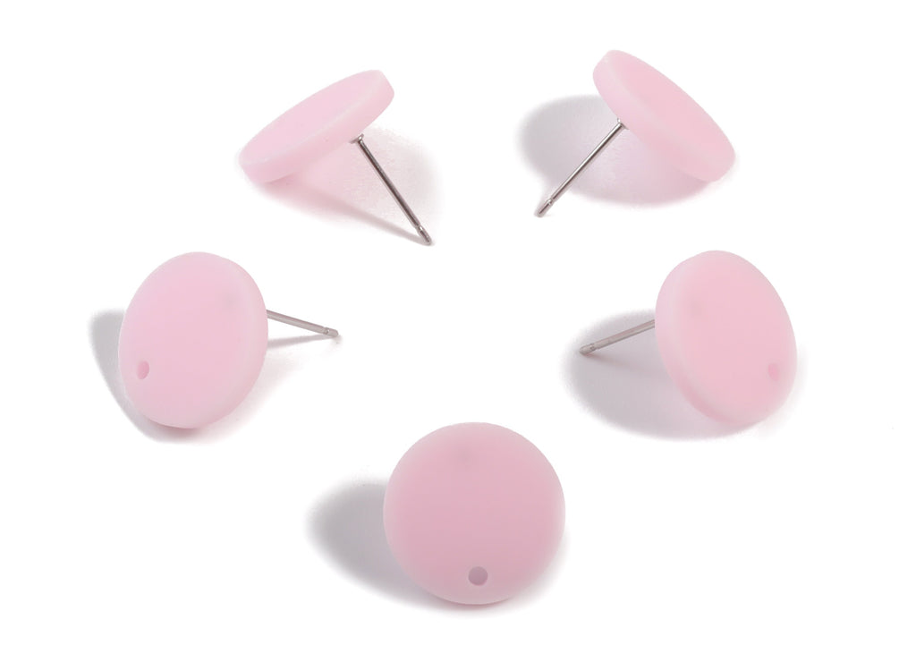 Acrylic Mini Round Earring Stud - Matte Circle Earring Post - Jewellery Supplies - Color Code:A473 - 14.64x14.64x2.17mm - AC1888B - DOMEDBAZAAR