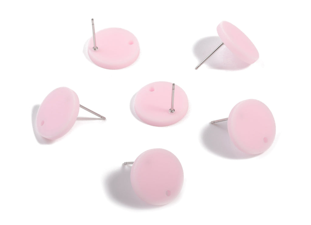 Acrylic Mini Round Earring Stud - Matte Circle Earring Post - Jewellery Supplies - Color Code:A473 - 14.64x14.64x2.17mm - AC1888B - DOMEDBAZAAR