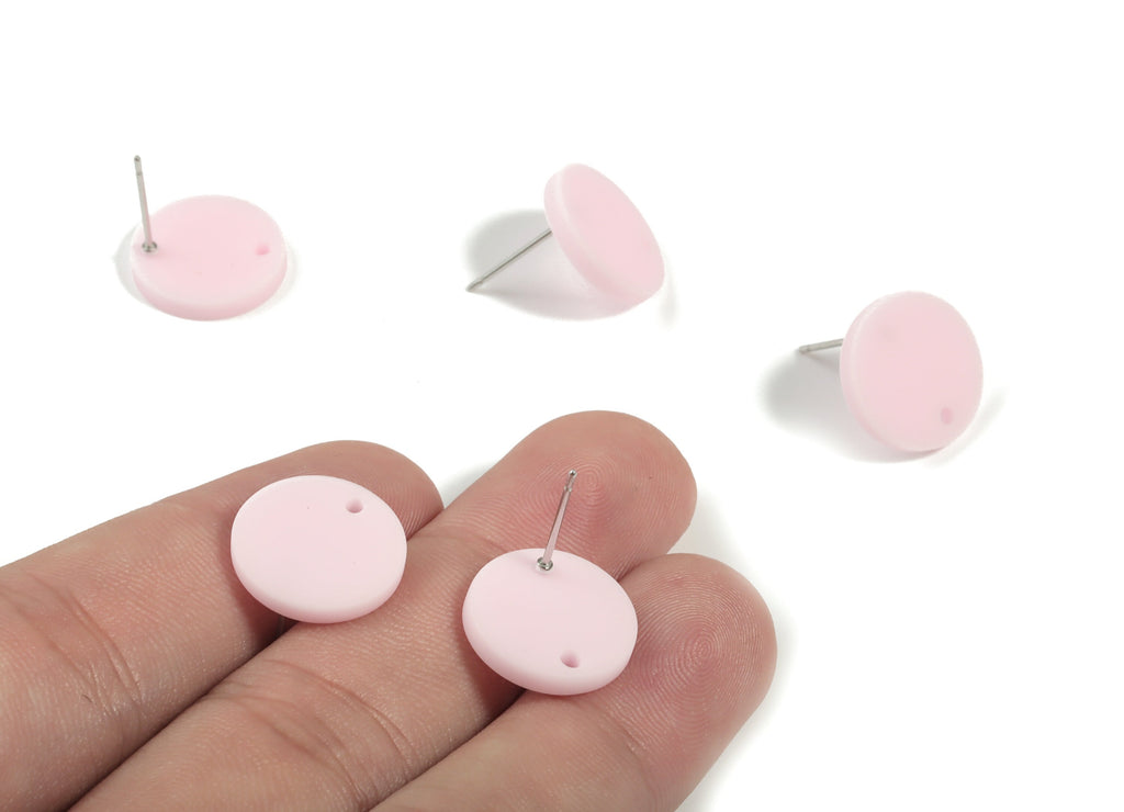 Acrylic Mini Round Earring Stud - Matte Circle Earring Post - Jewellery Supplies - Color Code:A473 - 14.64x14.64x2.17mm - AC1888B - DOMEDBAZAAR