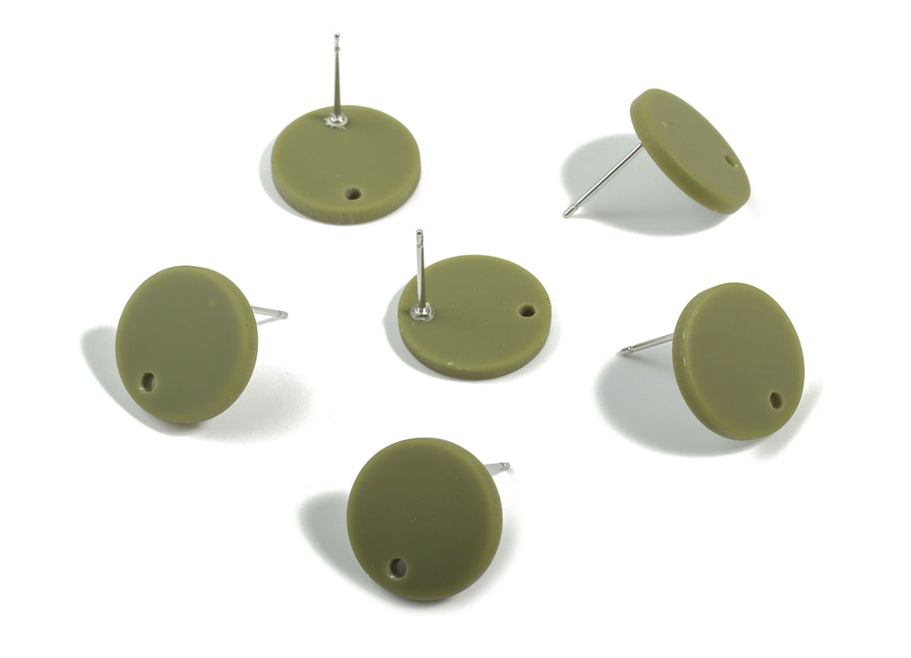 Acrylic Mini Round Earring Stud - Matte Circle Earring Post - Jewellery Supplies - Color Code:A476 - 14.64x14.64x2.17mm - AC1888C - DOMEDBAZAAR