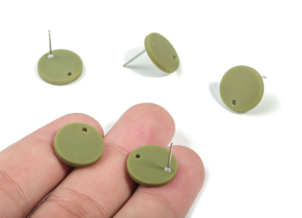 Acrylic Mini Round Earring Stud - Matte Circle Earring Post - Jewellery Supplies - Color Code:A476 - 14.64x14.64x2.17mm - AC1888C - DOMEDBAZAAR