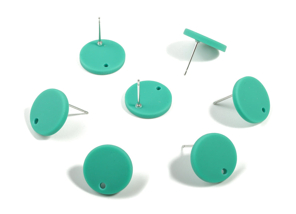 Acrylic Mini Round Earring Stud - Matte Circle Earring Post - Jewellery Supplies - Color Code:A478 - 14.64x14.64x2.17mm - AC1888F - DOMEDBAZAAR