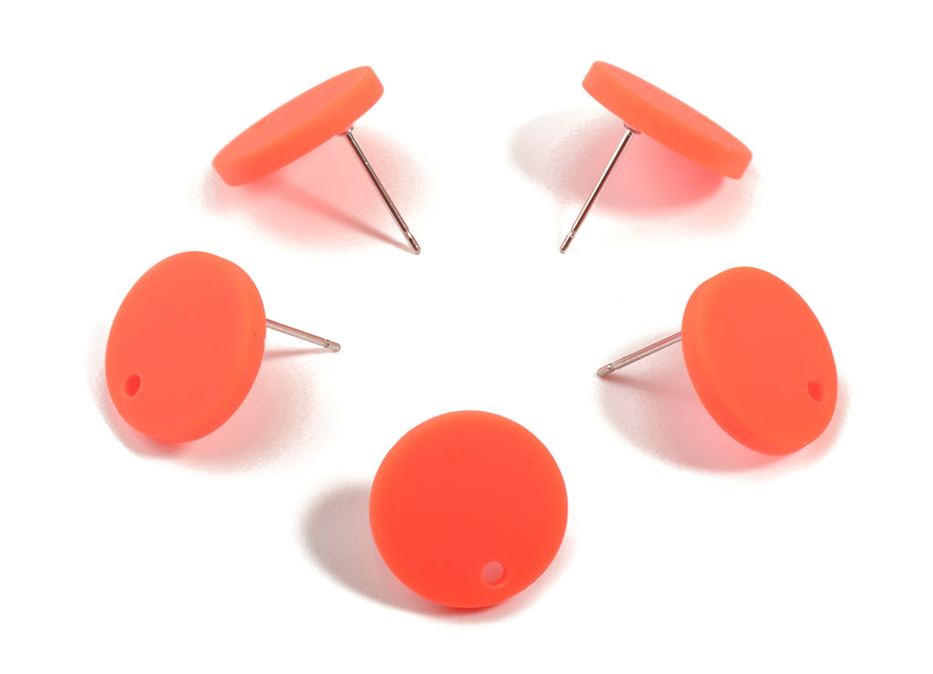 Acrylic Mini Round Earring Stud - Matte Circle Earring Post - Jewellery Supplies - Color Code:A476 - 14.64x14.64x2.17mm - AC1888G - DOMEDBAZAAR