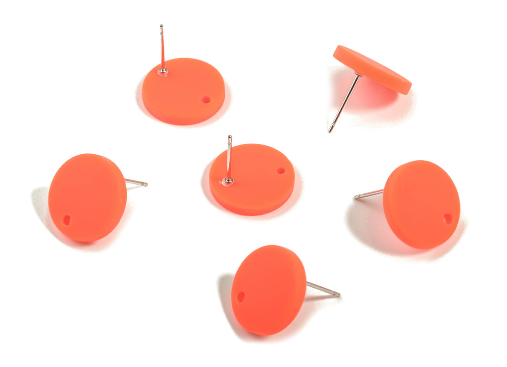 Acrylic Mini Round Earring Stud - Matte Circle Earring Post - Jewellery Supplies - Color Code:A476 - 14.64x14.64x2.17mm - AC1888G - DOMEDBAZAAR