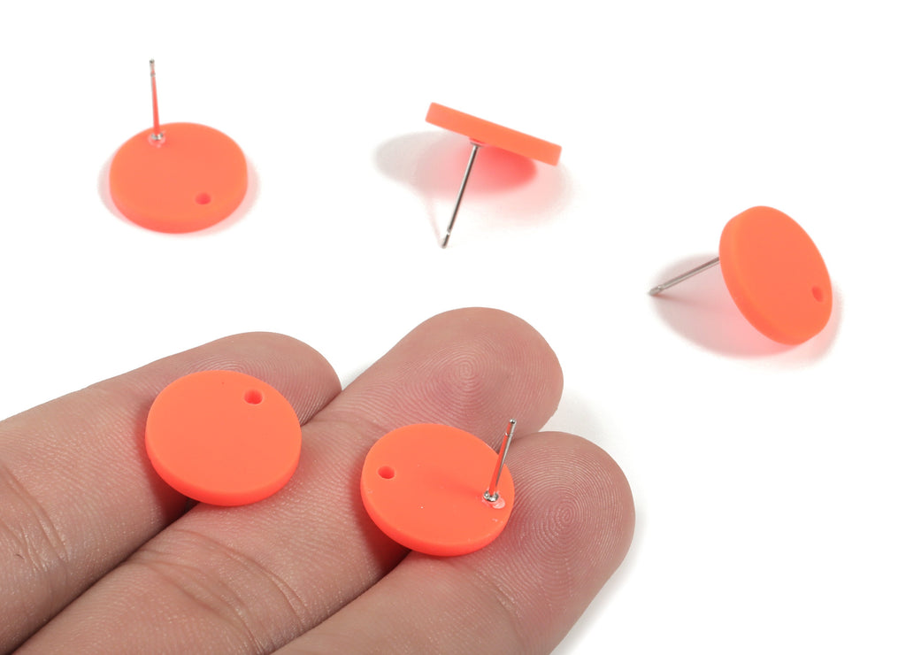 Acrylic Mini Round Earring Stud - Matte Circle Earring Post - Jewellery Supplies - Color Code:A476 - 14.64x14.64x2.17mm - AC1888G - DOMEDBAZAAR