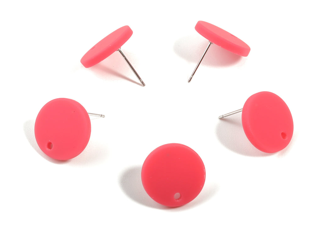 Acrylic Mini Round Earring Stud - Matte Circle Earring Post - Jewellery Supplies - Color Code:A477 - 14.64x14.64x2.17mm - AC1888D - DOMEDBAZAAR