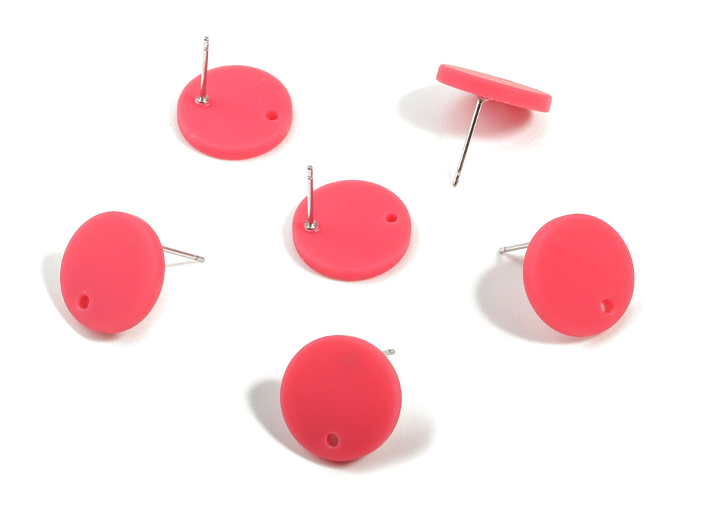 Acrylic Mini Round Earring Stud - Matte Circle Earring Post - Jewellery Supplies - Color Code:A477 - 14.64x14.64x2.17mm - AC1888D - DOMEDBAZAAR