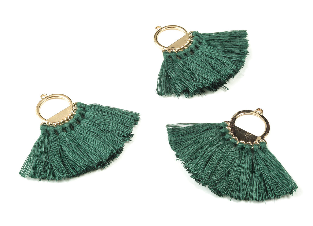Tassel Earring Charms With Ring -  Fan Tassel Earrings - Alloy Ring Earrings - Tassel Findings -  Boho Charms - 51.23x23.05x2.98mm - TS1151A - DOMEDBAZAAR
