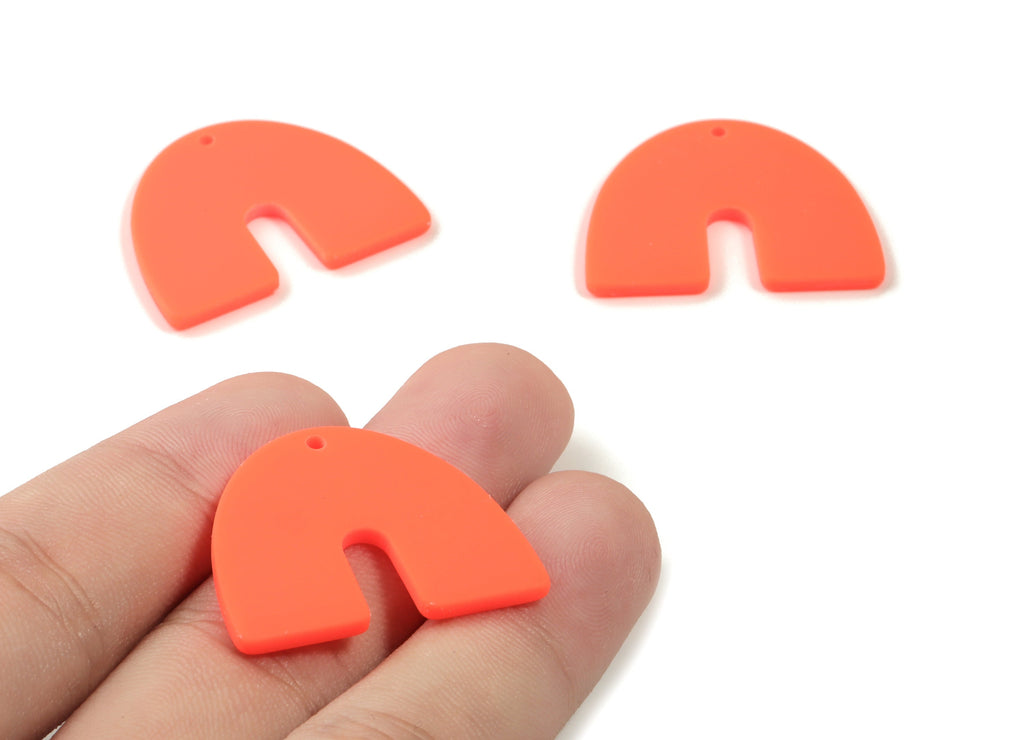 Acrylic U Earring Charms - Matte Mini Geometric Earring - Jewelry Supplies - 3 Holes - Color Code:A483 - 30.86x24.66x2.33mm - AC1894K - DOMEDBAZAAR