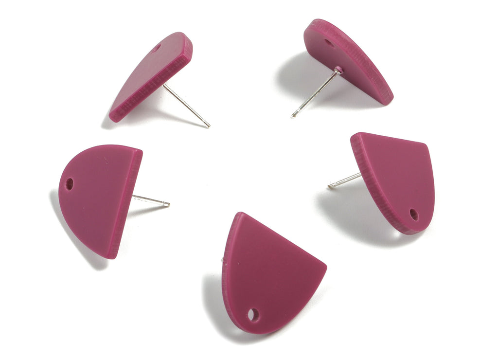 Acrylic Semi Circle Earring Post - Acrylic Half Moon Earring Stud - Earring Post - Jewelry Supplies - 18.74x16.62x2.34mm - AC1950A - DOMEDBAZAAR