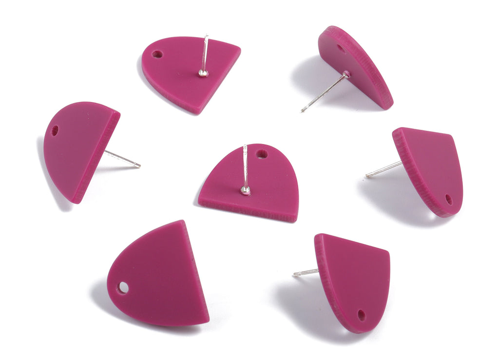 Acrylic Semi Circle Earring Post - Acrylic Half Moon Earring Stud - Earring Post - Jewelry Supplies - 18.74x16.62x2.34mm - AC1950A - DOMEDBAZAAR